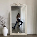 Французское ретро резное зеркало в полный рост, европейское белое напольное зеркало, магазин одежды, украшение для спальни, камина, большое зеркало