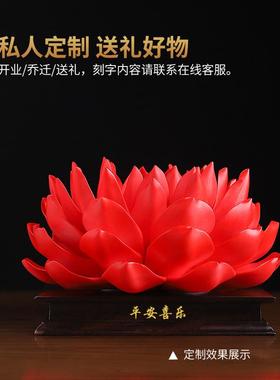 非物质文化遗产手工红色御莲饰中国陶瓷客厅室内入口装饰工艺香