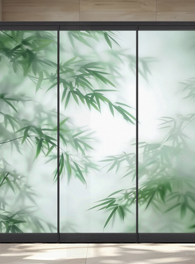 清新系绿植磨砂静电玻璃贴无痕贴