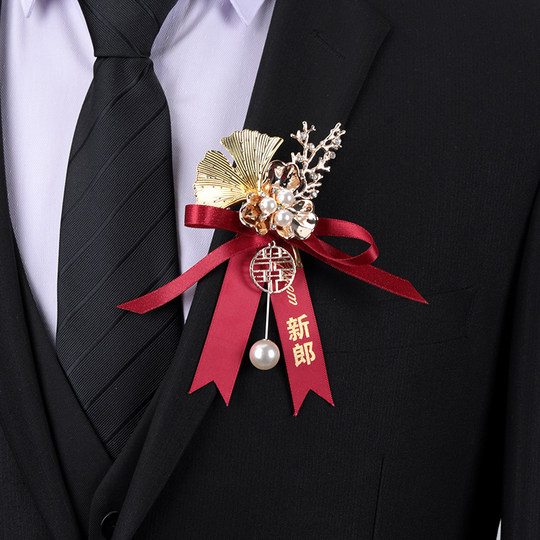 Flor de muñeca con ramillete simple de alta gama para padrinos de boda y damas de honor