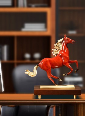 马到成功铜马摆件高端领导办公室客厅博古架装饰工艺品开业礼物