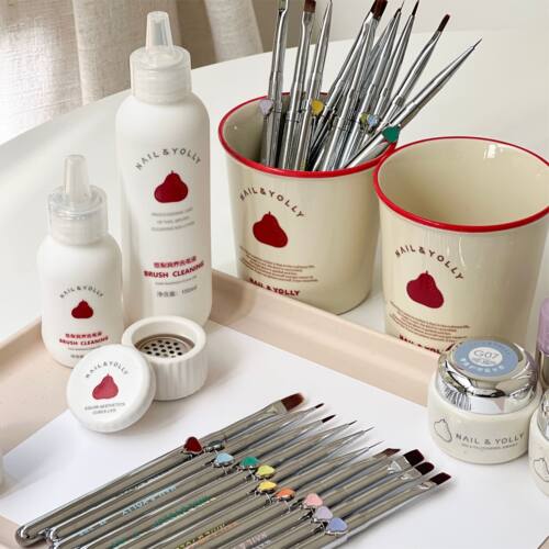 悠梨魔法师美甲笔刷套装大方圆光疗刷彩绘画花专用拉线渐变万能笔 - 图0