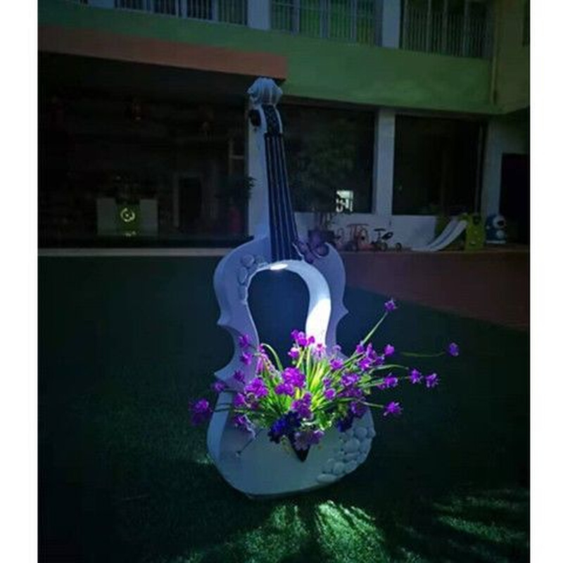 吉他阳台花园装饰创意店门口布置花盆复古园艺景观摆件小提琴 - 图1