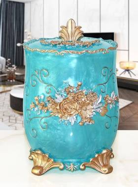 创意垃圾桶轻奢客厅欧式大容量家用带盖垃圾筒卫生间收纳桶