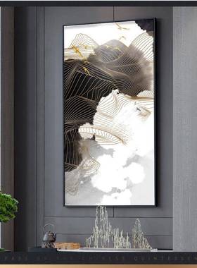 玄关装饰画新中式客厅大气风景竖版壁画招财风水进门走廊过道挂画