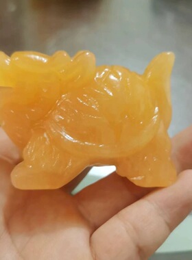 天然米黄玉龙龟摆件原石雕刻动物家居办公室桌面吉祥物装饰工艺品