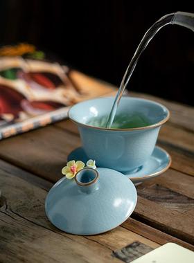 手工锯钉汝窑提梁茶壶｜泥视界李辉熠复古汝瓷中式陶瓷盖碗西施壶