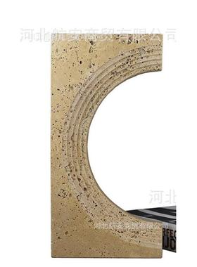 现代简约创意米白洞洞石摆件样板房售楼处几何石头工艺品装饰品