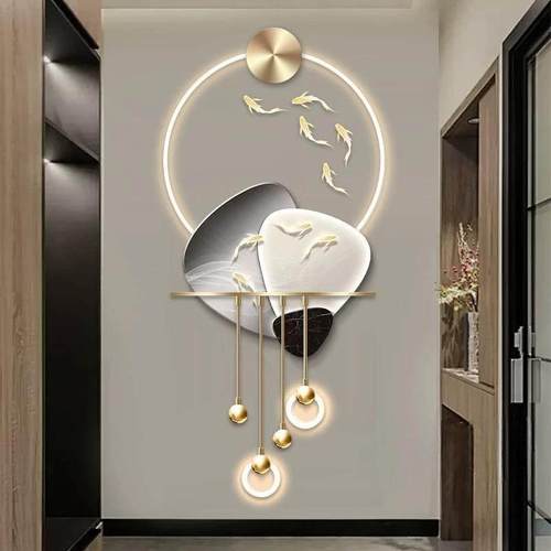 石来运转客厅电视背景墙格栅挂画 画高档立体LED壁灯玄关走廊装饰 - 图1