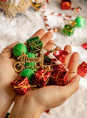 圣诞节装饰品圣诞树礼包装饰小挂件铃铛彩球挂饰吊饰豪华布置