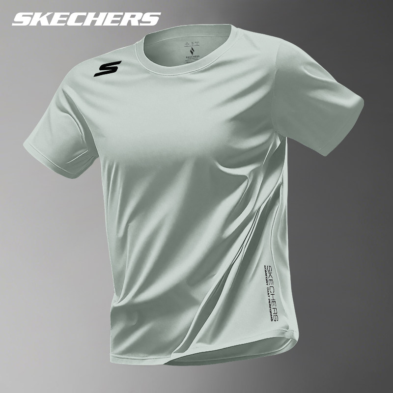 斯凯奇速干训练衣男士短袖T恤羽毛球跑步健身夏季透气冰丝运动服,淘宝优惠券,粉丝福利购,淘宝优惠卷