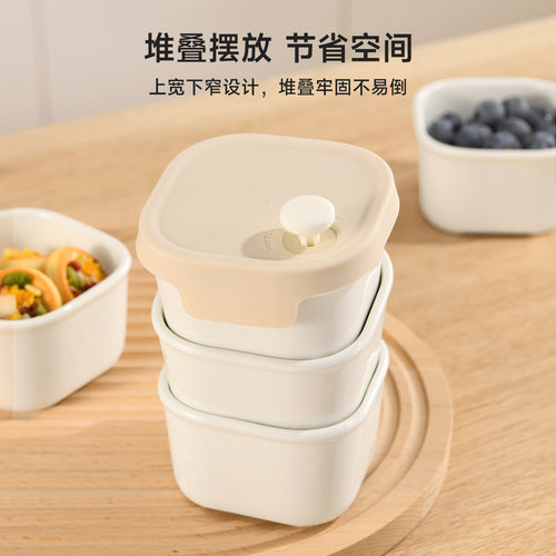 家用带盖陶瓷电蒸锅专用蒸蛋羹碗食品级蒸菜蒸肉蒸饭炖蛋方形蒸碗 - 图3