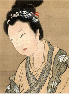 明唐寅唐伯虎红叶题诗侍女图人物