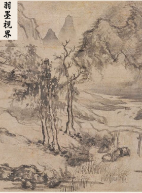 名画复制品方从义溪桥幽兴写意水