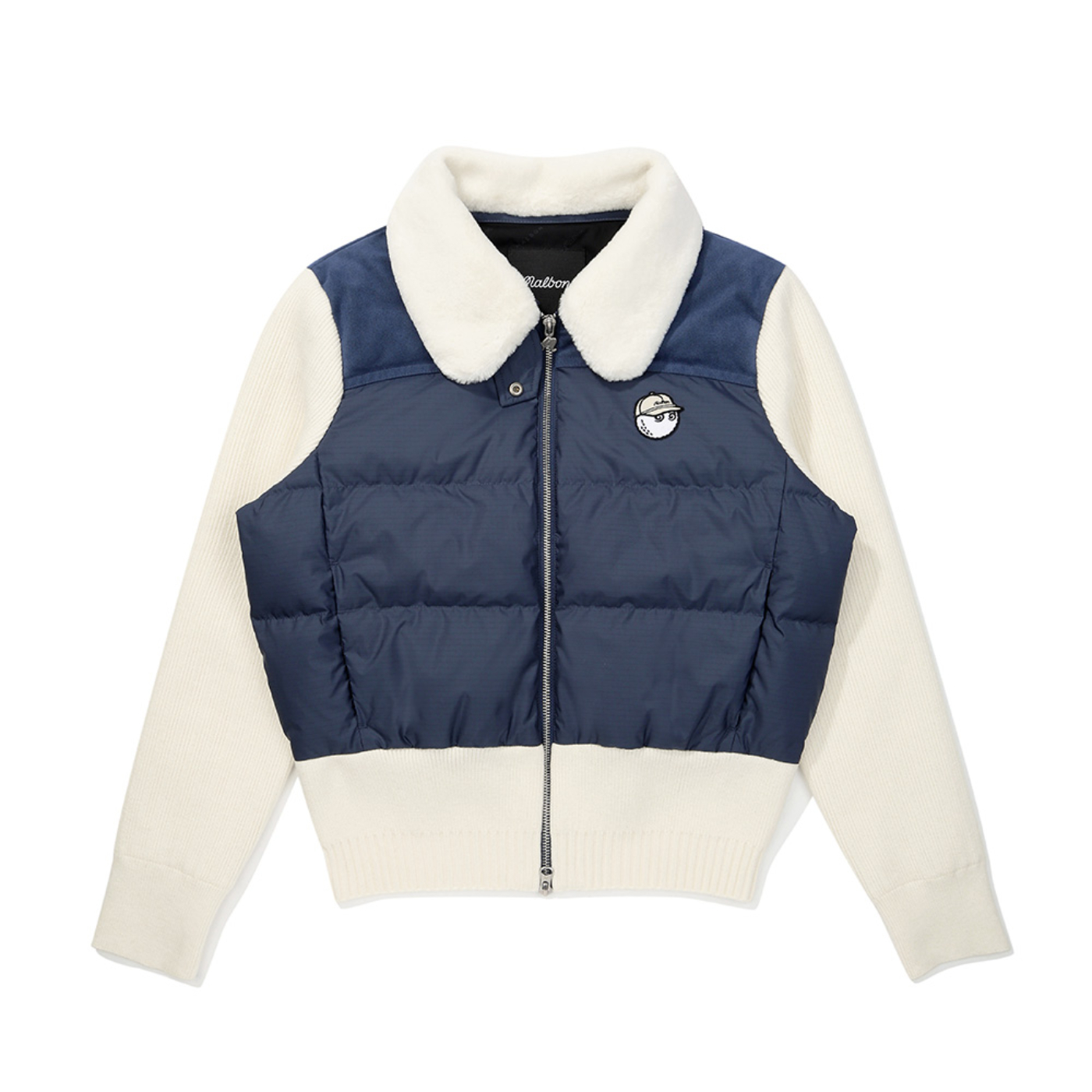 2025冬季韩国MALBON高尔夫女装长袖针织拼接外套锁温保暖羽绒棉服 - 图2