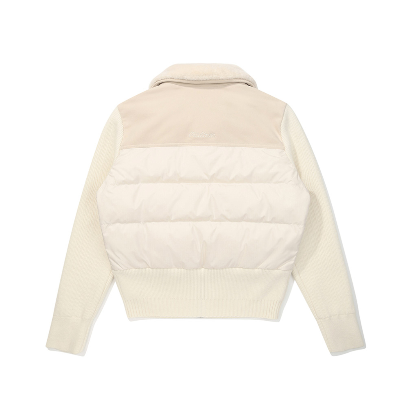 2025冬季韩国MALBON高尔夫女装长袖针织拼接外套锁温保暖羽绒棉服 - 图1