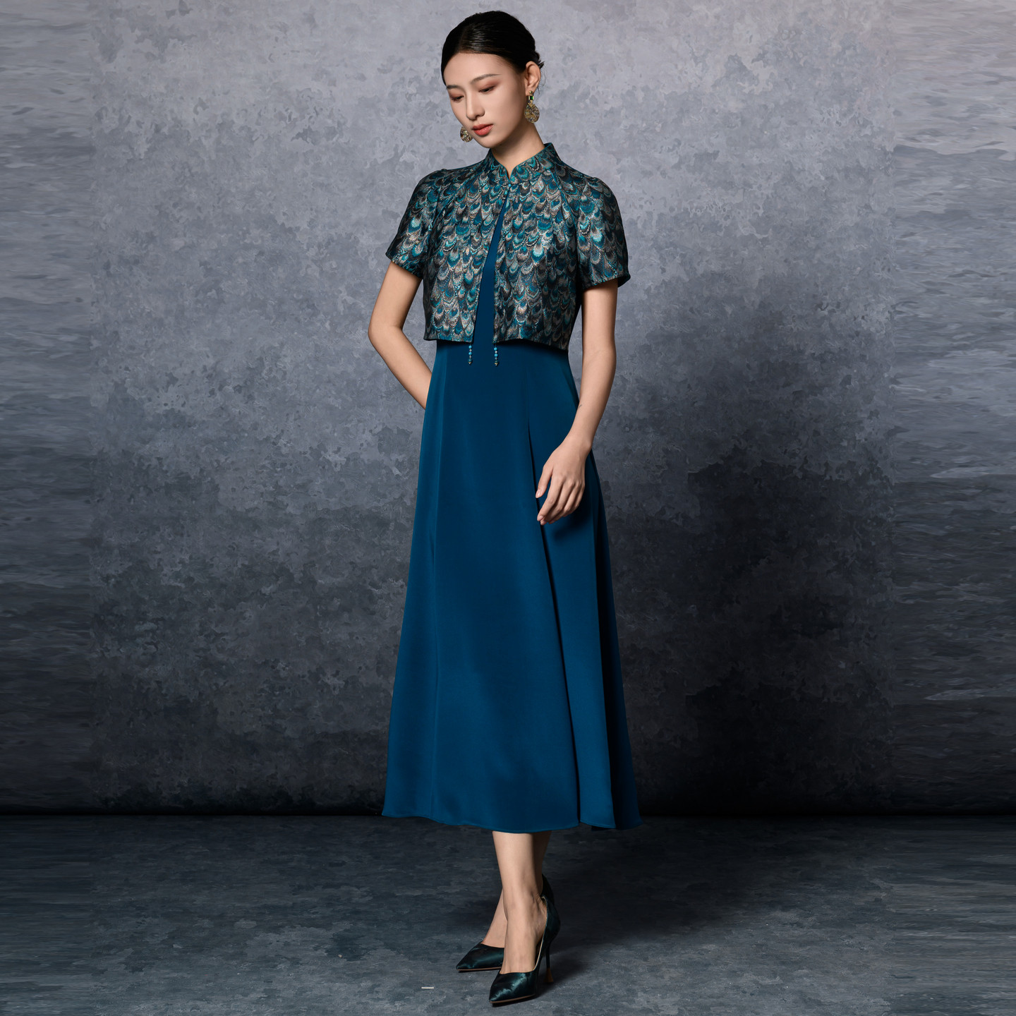 吉祥衣家新中式国风桑蚕丝裙子气质修身女装羽衣惊鸿连衣裙,淘宝优惠券,粉丝福利购,淘宝优惠卷