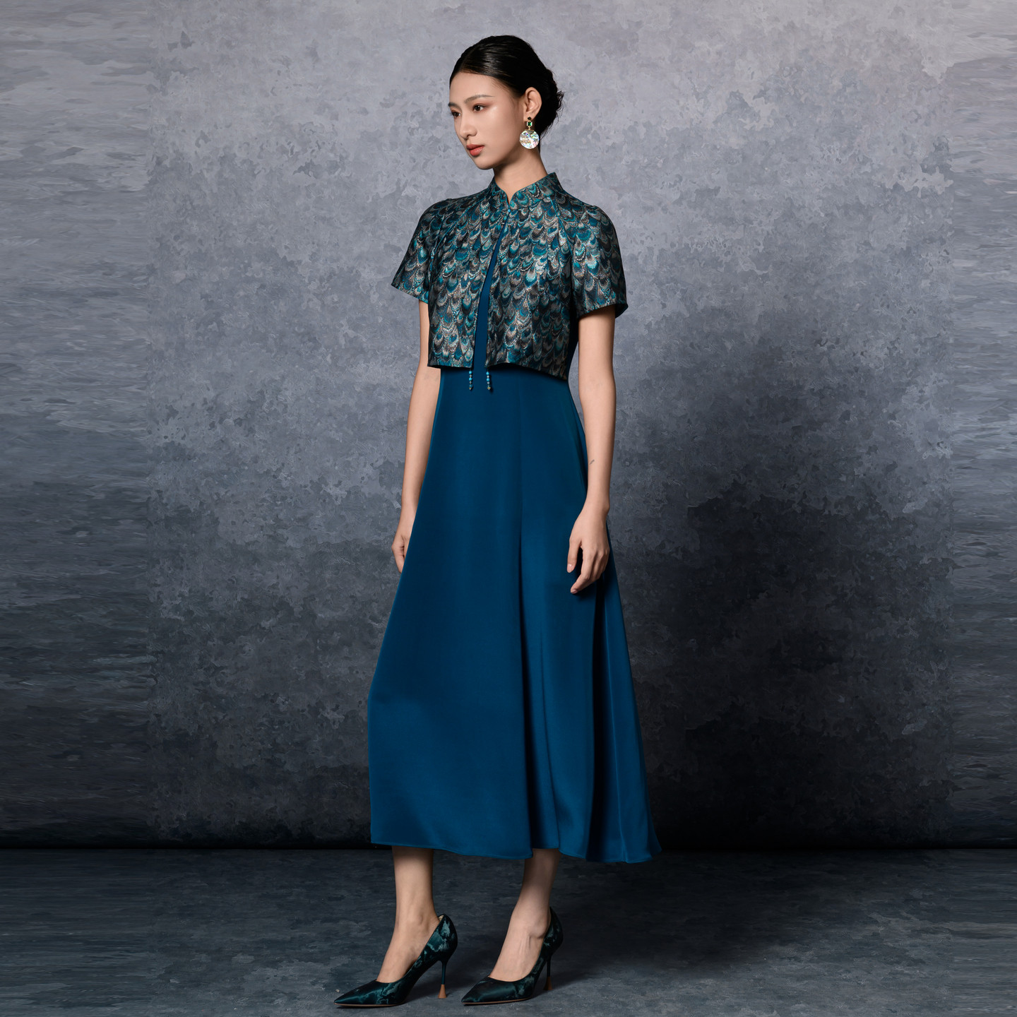 吉祥衣家新中式国风桑蚕丝裙子气质修身女装羽衣惊鸿连衣裙,淘宝优惠券,粉丝福利购,淘宝优惠卷