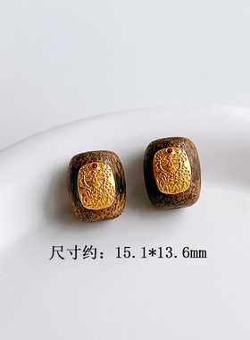 天然沉香文玩配件s925银镀金五条经扎基拉姆手串配饰diy隔珠散珠