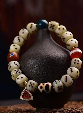 天然骆驼骨雕刻骰子多宝手串单圈藏式男女款文玩念珠手链饰品礼物
