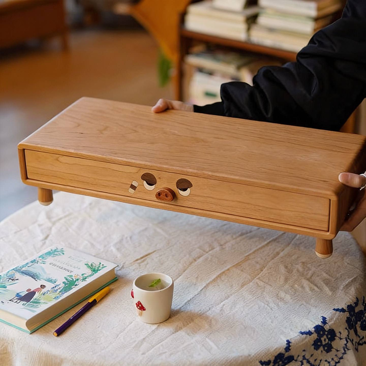 显示器增高架储物柜实木玄关收纳盒书桌电脑支架办公桌键盘整理架,淘宝优惠券,粉丝福利购,淘宝优惠卷