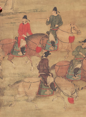 五代赵喦八达游春图古代国画山水