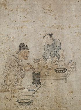 清丁观鹏摹阎立本萧翼赚兰亭图国
