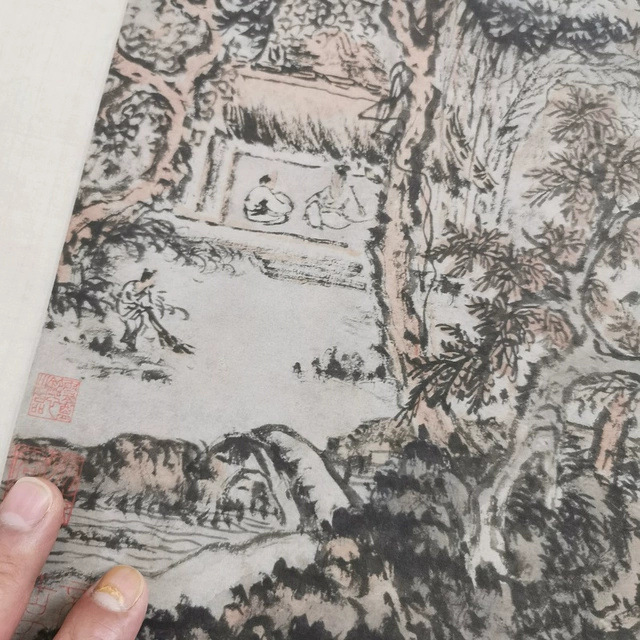 髡残层岩叠壑图复古书画山水国画真迹微喷仿古复制装裱挂轴装饰画 - 图2