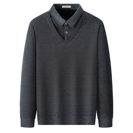 红蜻蜓中年男士毛衣加绒加厚假两