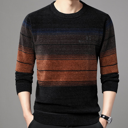 红蜻蜓男士圆领毛衣加绒加厚秋冬