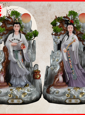 拜月胡家太爷太奶胡姑娘神像摆件