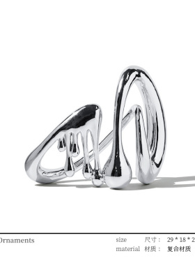 银色抽象水滴摆件样板房书房办公室书架书柜装饰品隔断博古架陈设