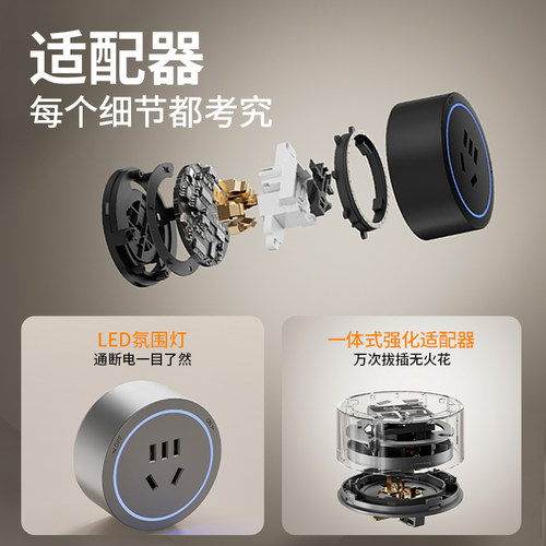 国际电工移动轨道插座五孔带led灯适配器usb家用滑动导轨电源模块 - 图0