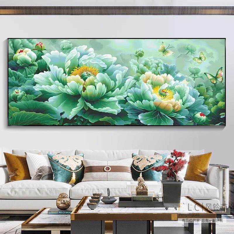 卧室5d钻石画花开富贵满钻2025新款客厅黏钻石贴十字绣绿牡丹风景,淘宝优惠券,粉丝福利购,淘宝优惠卷