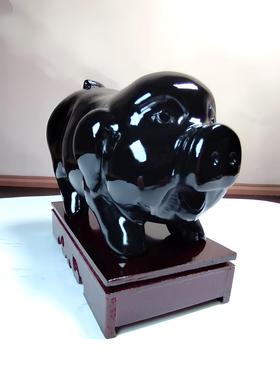 水晶黑曜石猪摆件十二生肖猪摆件家居客厅风水装饰送人礼品本命年