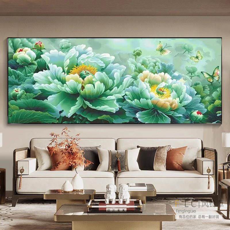 卧室5d钻石画花开富贵满钻2025新款客厅黏钻石贴十字绣绿牡丹风景,淘宝优惠券,粉丝福利购,淘宝优惠卷