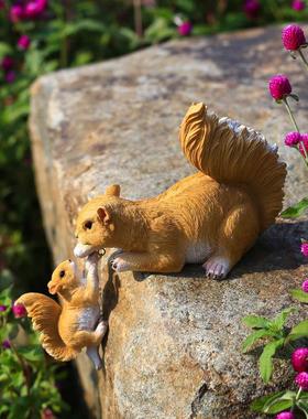 花园庭院动物摆件可爱松鼠幼儿园民宿别墅窗台盆景造景装饰品摆设