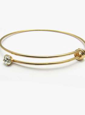 欧美钢丝线圈推拉手镯活口可伸缩调节diy手环alex镶钻手镯