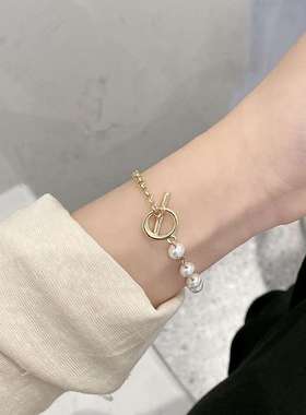 高级感气质珍珠手链女个性不对称时尚手饰ins网红小众礼物饰品