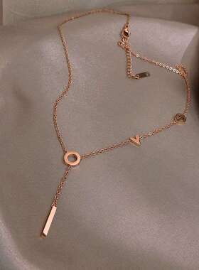 不锈钢love字母项链女ins朝流锁骨链简约气质网红饰品