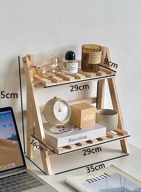 家居装饰桌面摆设竹制摆件现代简约置物架风格双层