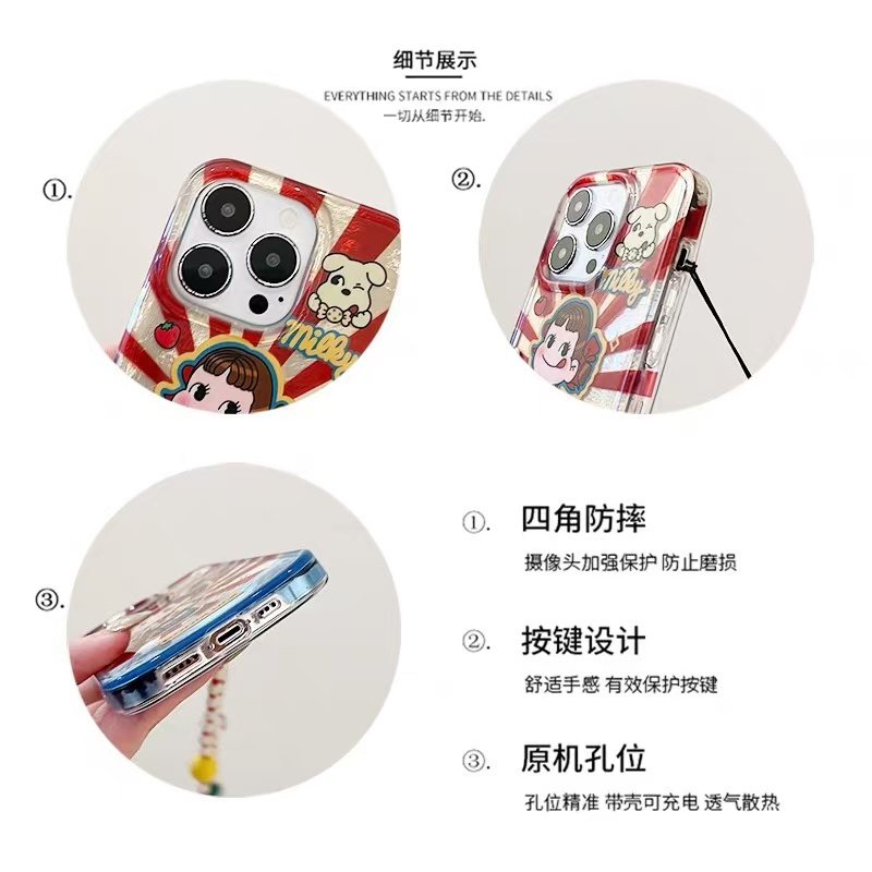 卡通牛奶妹适用于oppo A6pro/A5手机壳A3A2x/1/a96创意A2m女a11x/sA93/78保护套A58x/a35/a32/A9x全包羽纱 - 图3