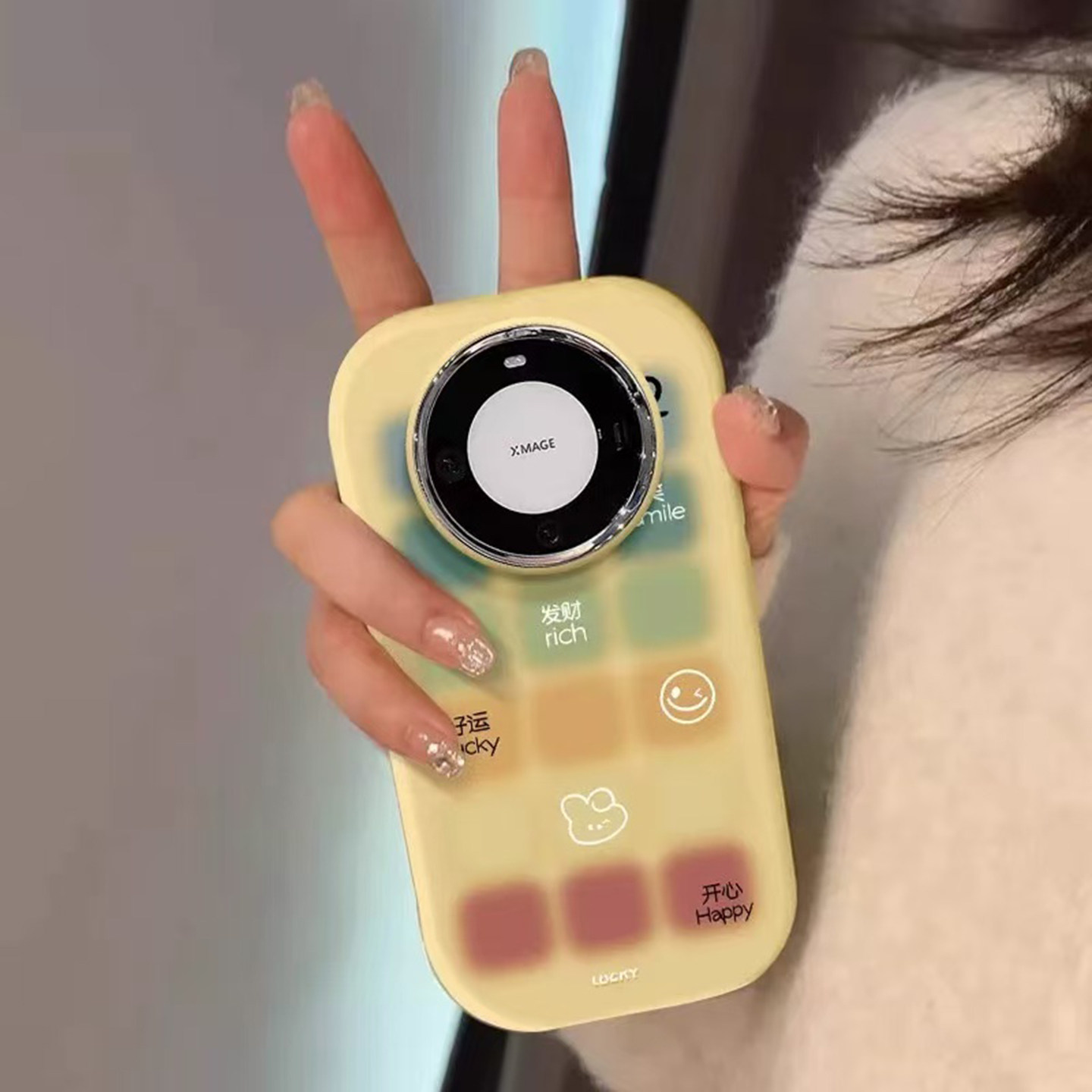 彩色方块笑脸适用于小米17promax手机壳15/14pro/13ultarcivi5红米K90K80EK70/K60pro女Note15pro+镜框保护套 - 图2