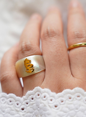 2024新款镀金女戒天然夜光贝ins