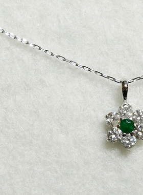 thalatta高级铂金钻石项链轻奢祖母绿华丽炫彩精致吊坠锁骨链