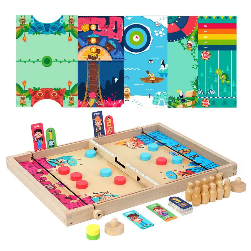 双人对战弹弹棋十二合一桌面儿童亲子互动桌游木制游戏类玩具 - 图2