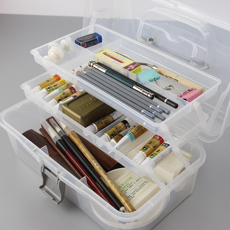 美术生三层工具箱毛笔颜料调色盘画具折叠收纳盒学生艺考绘画写生,淘宝优惠券,粉丝福利购,淘宝优惠卷