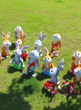 别墅庭院装饰花园卡通大兔子摆件户外园林景观小品幼儿园动物雕塑