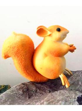 彷真小松鼠摄影道具景观配饰 泡沫植绒 彷真动物模型玩具