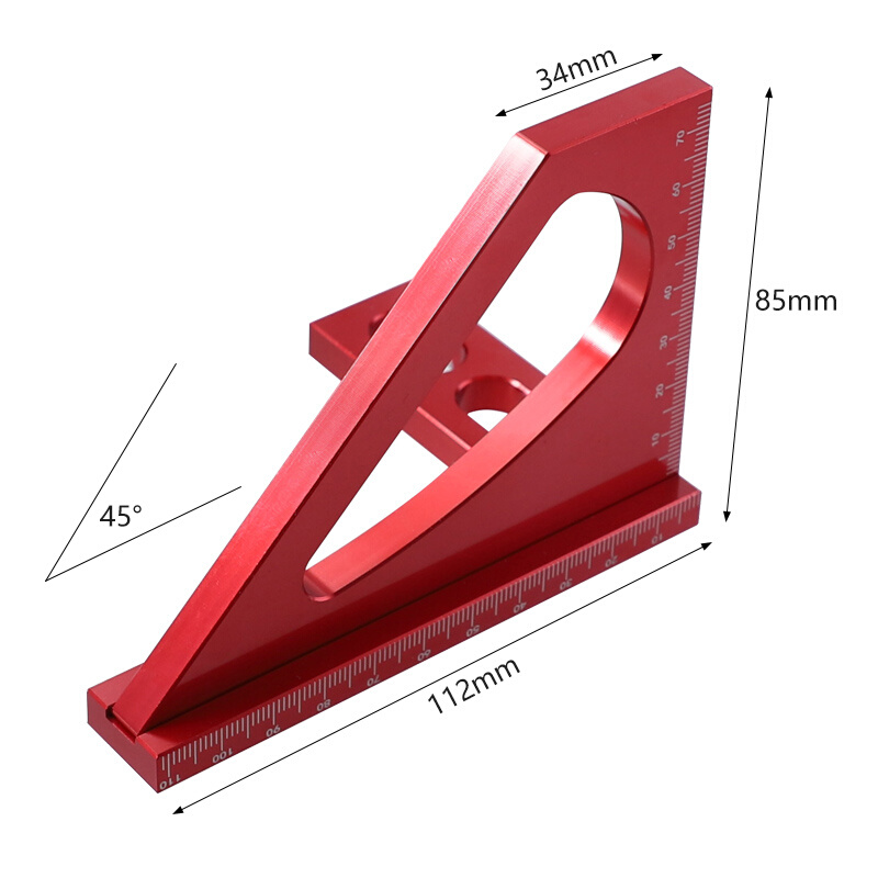 木工三角尺划线尺刻度尺45°铝合金直角尺角度尺画器规测量规-图1